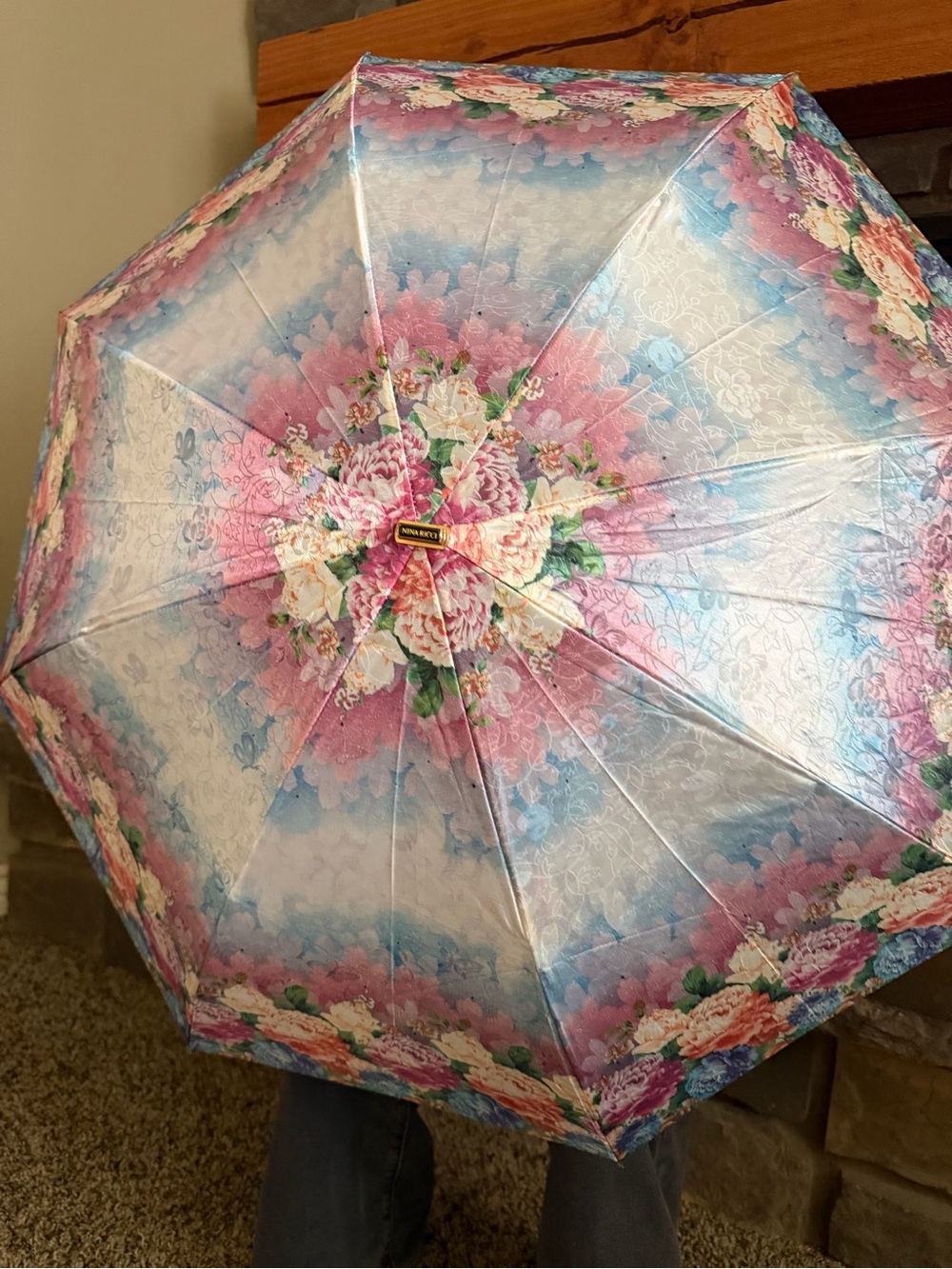 Nina Ricci Floral Pink Blue Green Umbrella - Picture 12 of 13